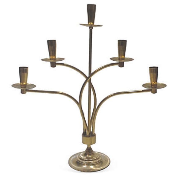 Mid-Century Candelabra Candle Holder Five Arm Tommi Parzinger Style Germany Att - Picture 1 of 4